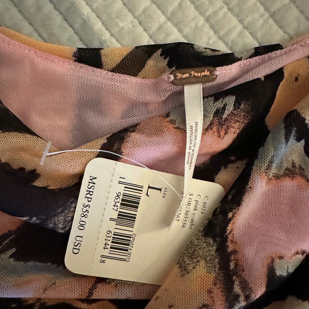 Free People tank pink dress up Large NWT - Picture 7 of 8